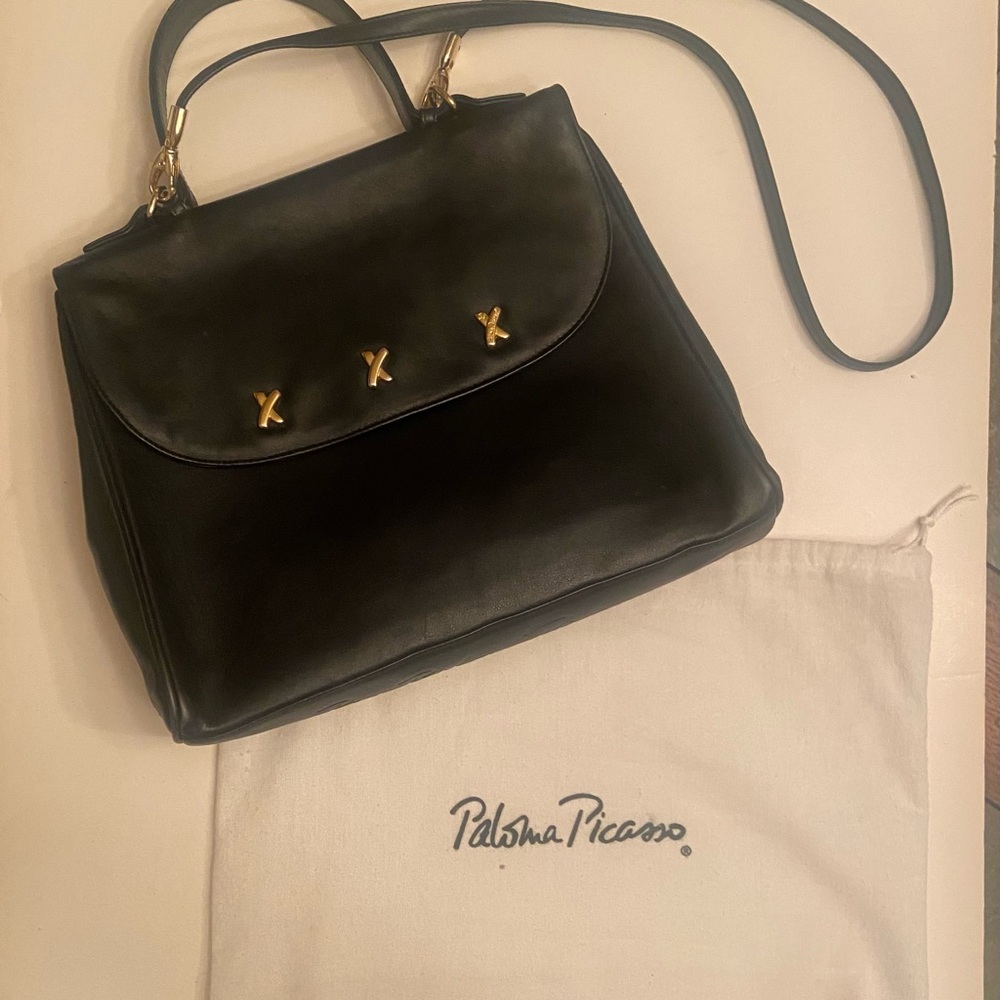 Paloma Picasso Black Leather Handbag